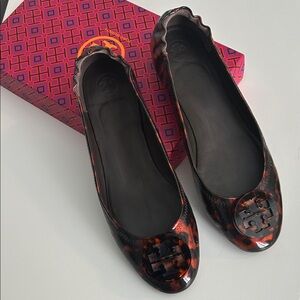 Tory Burch Minnie Travel Tortoise Shell Ballet Flats size 10.5
